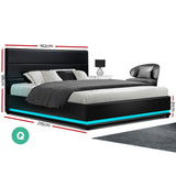 Artiss LUMI black LED bed frame lighting strip close-up — Allure Home Collections