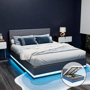 Faenza grey Queen bed frame in a modern bedroom