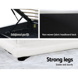 Artiss LUMI white gas lift bed frame from foot end — Allure Home Collections