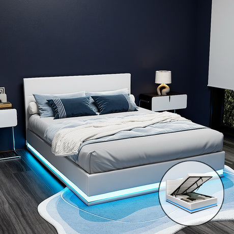 Montalcino White Queen bed frame in a modern bedroom