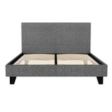 Artiss NEO double bed frame in grey faux linen — full front view — Allure Home Collections