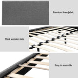 Artiss NEO grey double bed frame showing plywood slat base — Allure Home Collections