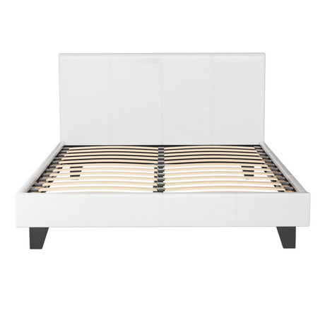 Artiss NEO double white PVC bed frame showing 300kg capacity — Allure Home Collections