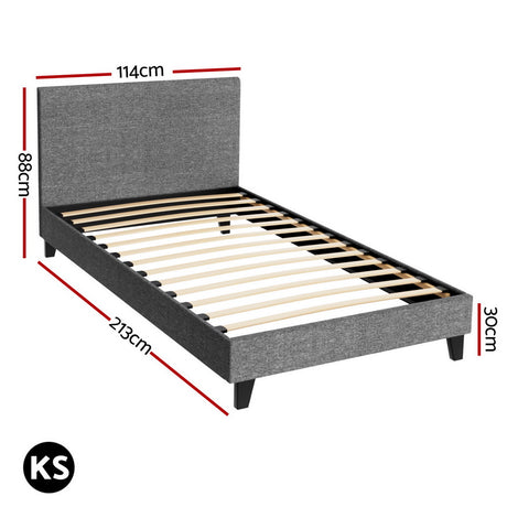 Como King Single Bed Frame, Grey