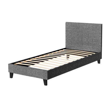 Artiss NEO single grey bed frame side profile — Allure Home Collections