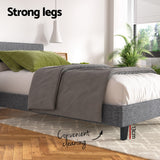 Artiss NEO grey single faux linen bed frame styled in bedroom — Allure Home Collections