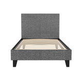 Artiss NEO grey single bed frame showing plywood slat base — Allure Home Collections
