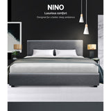 Artiss NINO gas lift double bed frame open showing hidden storage — Allure Home Collections