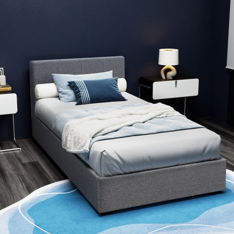 Artiss NINO king single grey faux linen headboard close-up — Allure Home Collections