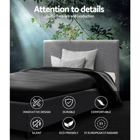 Artiss NINO grey king single gas lift bed frame styled in bedroom — Allure Home Collections