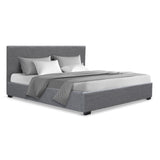 Artiss NINO grey queen gas lift bed frame showing 300kg capacity — Allure Home Collections