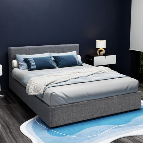 Artiss NINO grey faux linen headboard close-up — Allure Home Collections