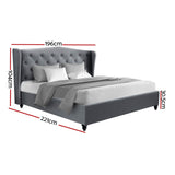 Artiss PIER grey king bed frame side profile showing wing silhouette — Allure Home Collections