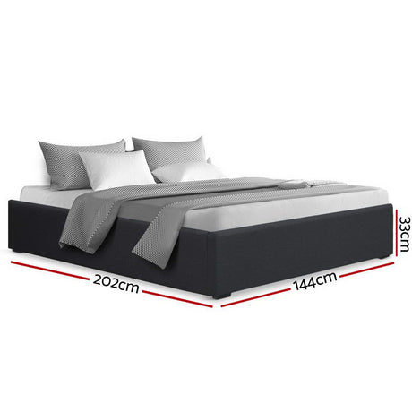 Artiss TOKI double charcoal linen headboard close-up — Allure Home Collections