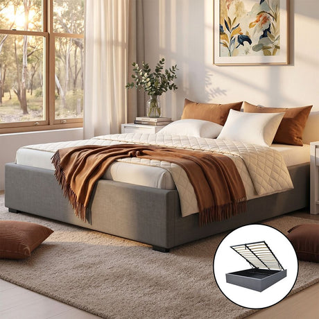 Monza grey Double bed frame in a modern bedroom