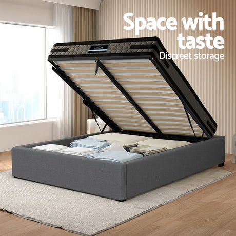 Aspen King Single Bed with Mattress, Grey, view 6
