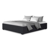 Artiss TOKI charcoal gas lift bed frame open showing hidden storage — Allure Home Collections
