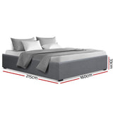 Artiss TOKI bed frame grey premium linen headboard close-up — Allure Home Collections