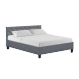 Artiss VANKE grey queen bed frame showing 300kg capacity — Allure Home Collections