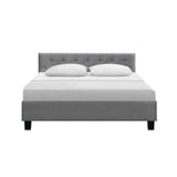Artiss VANKE queen grey bed frame side profile — Allure Home Collections