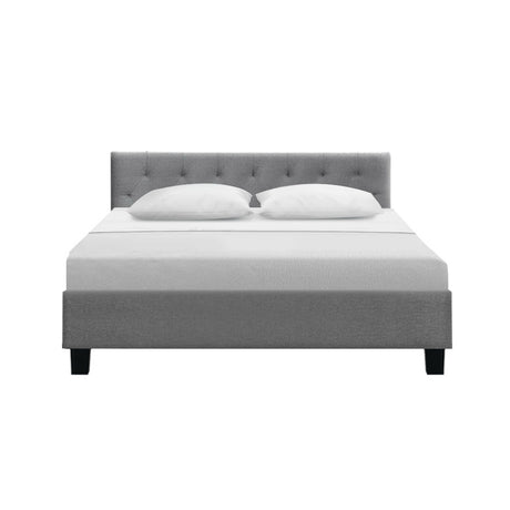 Artiss VANKE queen grey bed frame side profile — Allure Home Collections