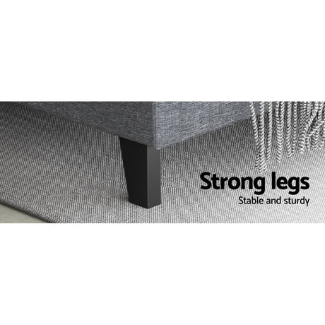 Artiss VANKE queen grey bed frame from foot end — Allure Home Collections