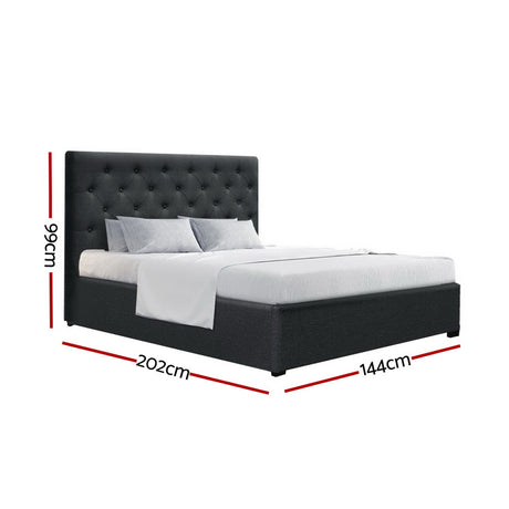 Artiss VILA double charcoal Scandi tufted headboard close-up — Allure Home Collections