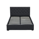Artiss VILA charcoal gas lift double bed frame open showing hidden storage — Allure Home Collections