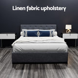 Artiss VILA double charcoal gas lift bed frame side profile — Allure Home Collections