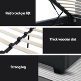 Artiss VILA charcoal gas lift double bed frame from foot end — Allure Home Collections