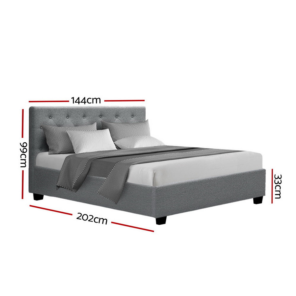 Artiss VILA double grey Scandi tufted headboard close-up — Allure Home Collections