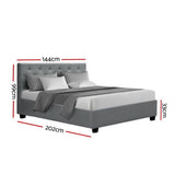 Artiss VILA double grey Scandi tufted headboard close-up — Allure Home Collections