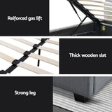 Artiss VILA double grey gas lift bed frame side profile — Allure Home Collections