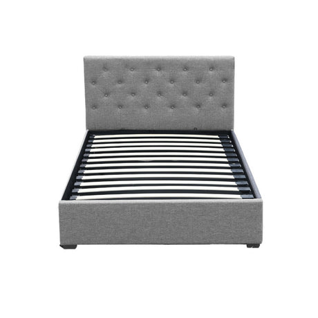 Artiss VILA grey king single gas lift bed frame styled in bedroom — Allure Home Collections