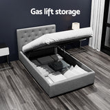 Artiss VILA king single grey gas lift bed frame side profile — Allure Home Collections