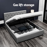 Artiss VILA gas lift bed frame open showing hidden storage — Allure Home Collections