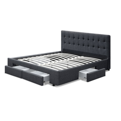 Artiss AVIO double storage bed frame showing 4 drawers open — Allure Home Collections