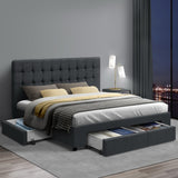 Artiss AVIO double bed frame drawer detail showing plywood slat base — Allure Home Collections