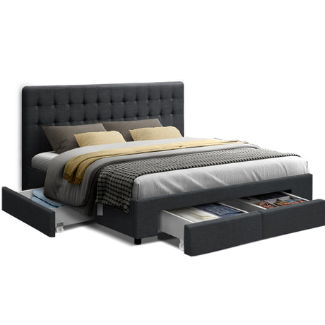 Grosseto Charcoal King bed frame in a modern bedroom