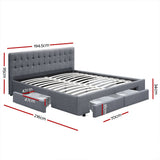 Artiss AVIO bed frame grey headboard close-up showing padded fabric — Allure Home Collections