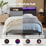 Artiss double LED storage bed frame headboard shelf and RGB lighting close-up — Allure Home Collections