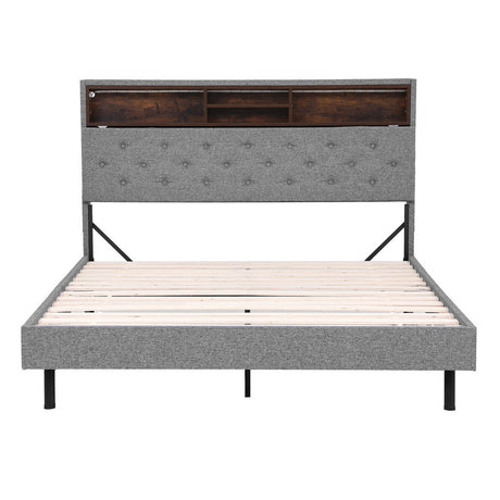 Artiss queen LED storage bed frame showing hidden storage box beneath — Allure Home Collections