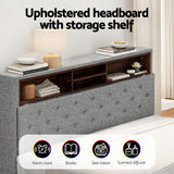Artiss queen grey LED platform bed frame from foot end — Allure Home Collections