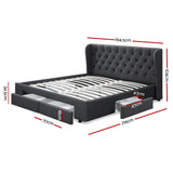 Artiss MILA bed frame charcoal linen headboard close-up — Allure Home Collections