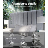 Artiss VELA King Bed Head in Grey Velvet — Art Deco Vertical Lines — Allure Home Collections