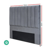 Artiss VELA Queen Bed Head in Grey Velvet — Art Deco Vertical Lines — Allure Home Collections