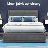 Artiss TIYO double grey gas lift bed frame side profile — Allure Home Collections