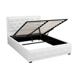 Artiss TIYO double gas lift bed frame in white PVC leather — full front view — Allure Home Collections