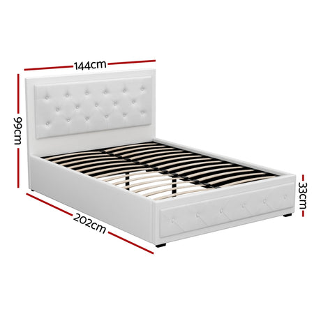 Artiss TIYO double white tufted PVC headboard close-up — Allure Home Collections