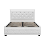 Artiss TIYO white gas lift double bed frame open showing hidden storage — Allure Home Collections